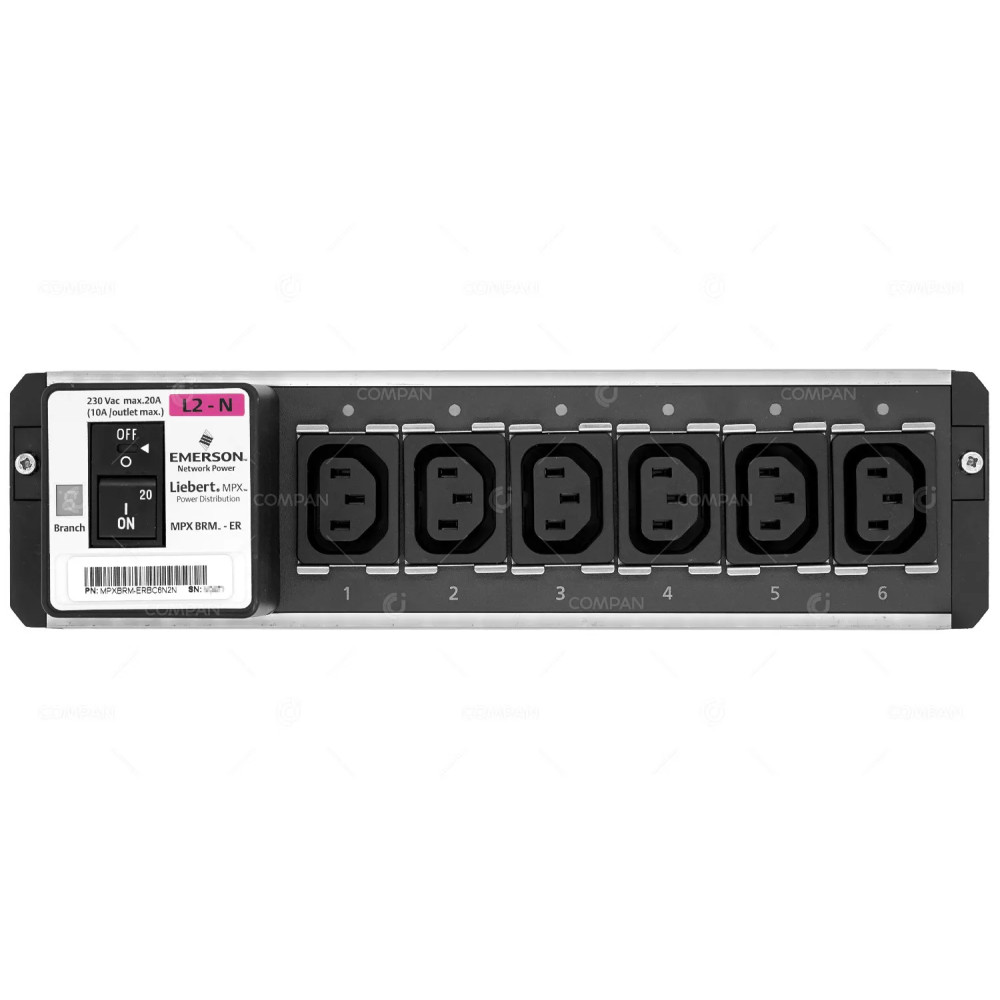 MPXBRM-ERBC6N2N  EMERSOB LIEBERT MPX RACK PDU, OUTPUT MODULE, RECEPTACLE MANAGED, 0U, 230V 10A, L2-N OUTPUTS (6)C13